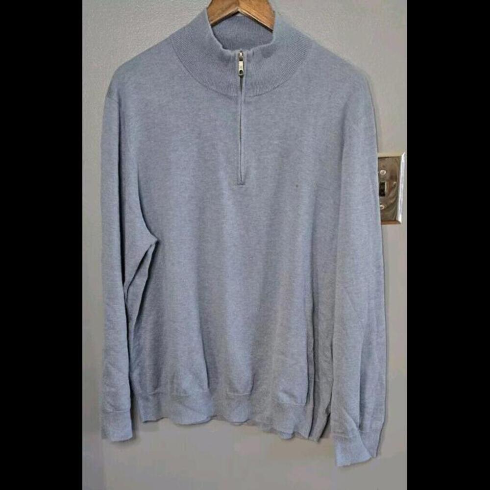 Brooks Brothers Supima Cotton Quarter Zip Sweater Men's XL Blue Pullover Knit
